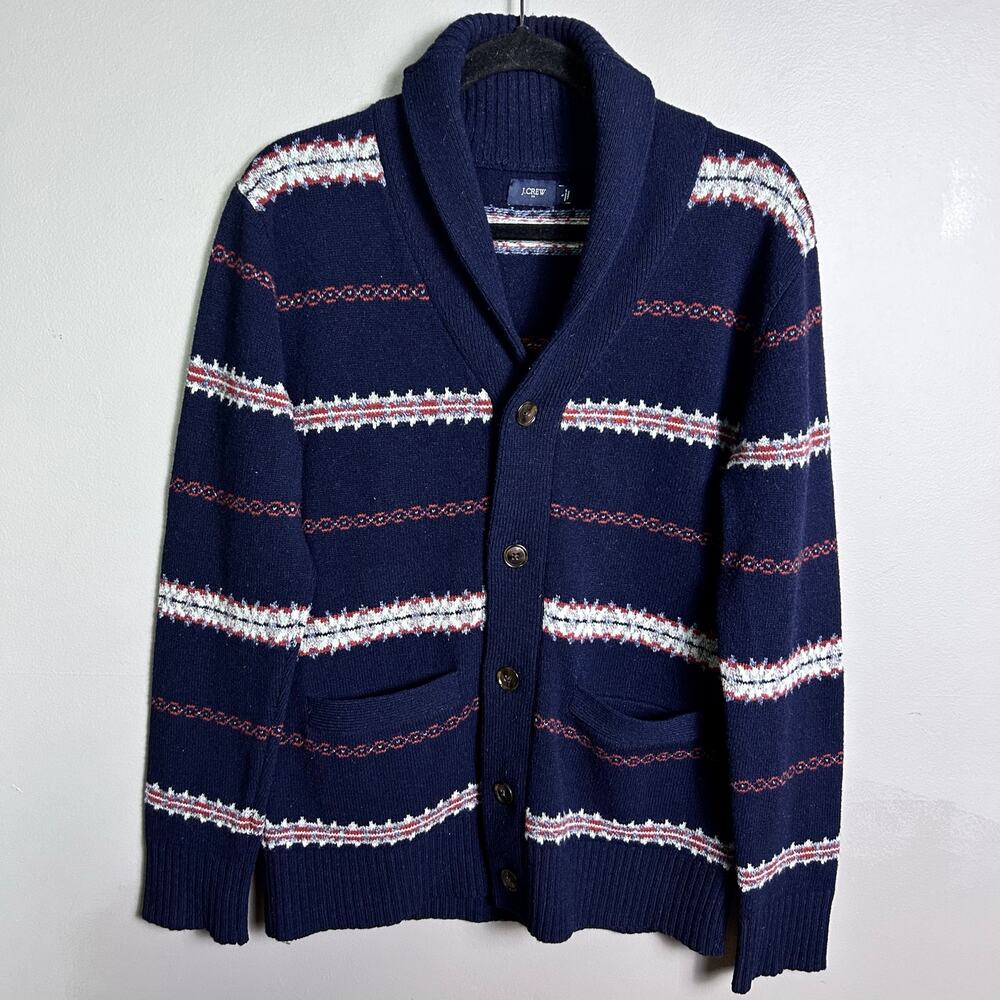 J. Crew sweater men’s small grandpa  cardigan fair aisle Fisherman‎ Shawl wool